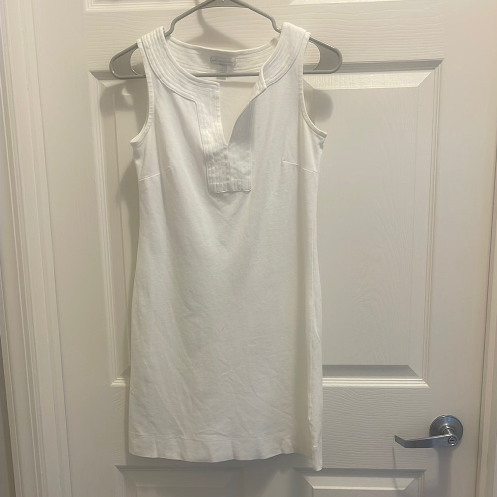 New York and Company Elegant White Cotton Sleeveless Dress